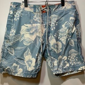 Superdry Hawaiian Floral Pattern Japan Swim Shorts Large